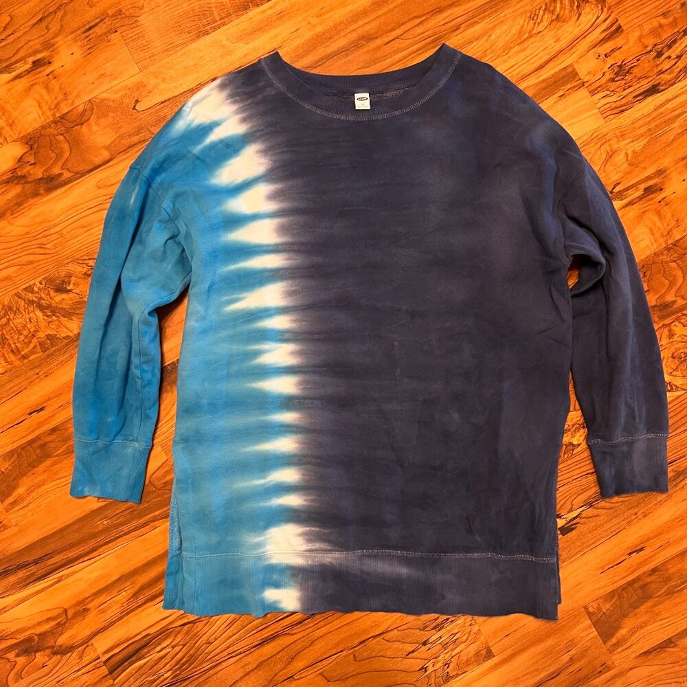 Womens Old Navy Tunic Sweatshirt Size M Blue Tie Dye